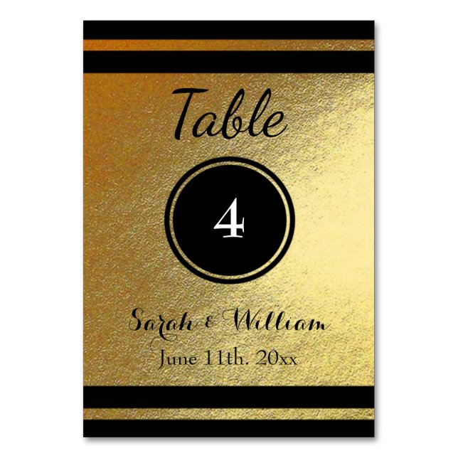 CARTE NUMÉRO DE TABLE Gold/Black MARIAGE personnal (Par défaut)