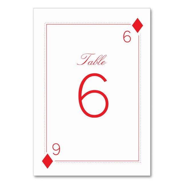Carte Numéro de table Mariage Casino - Diamants (Par défaut)