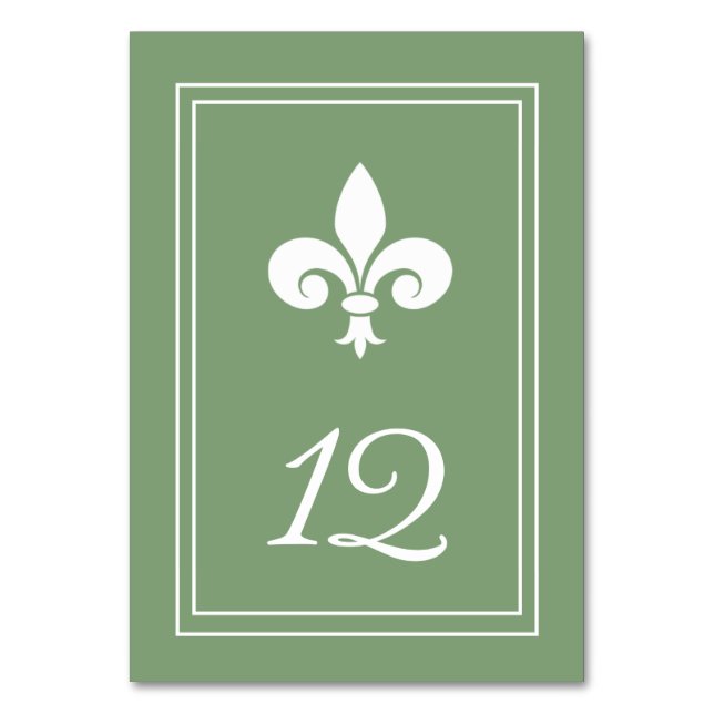 Carte Numéro de table Moss Green Fleur de Lis (Par défaut)