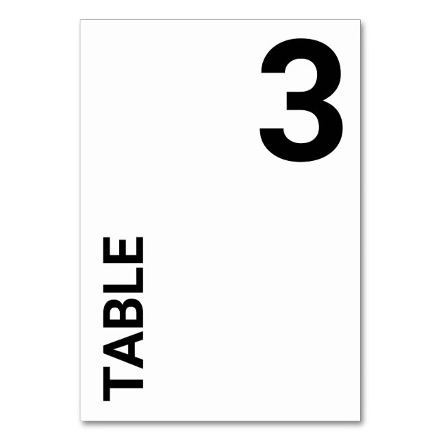 Carte Numéro de table simple en lettres vives (Par défaut)