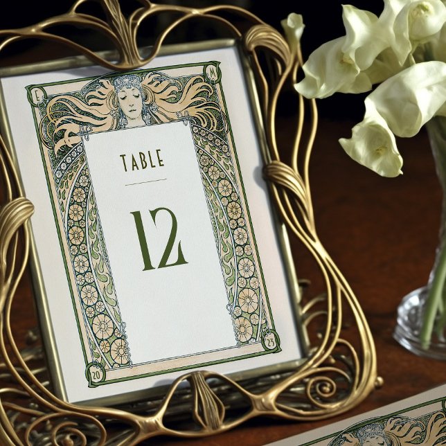 Carte Numéro de tableau Art Nouveau Mucha Déco Vin (Créateur téléchargé)