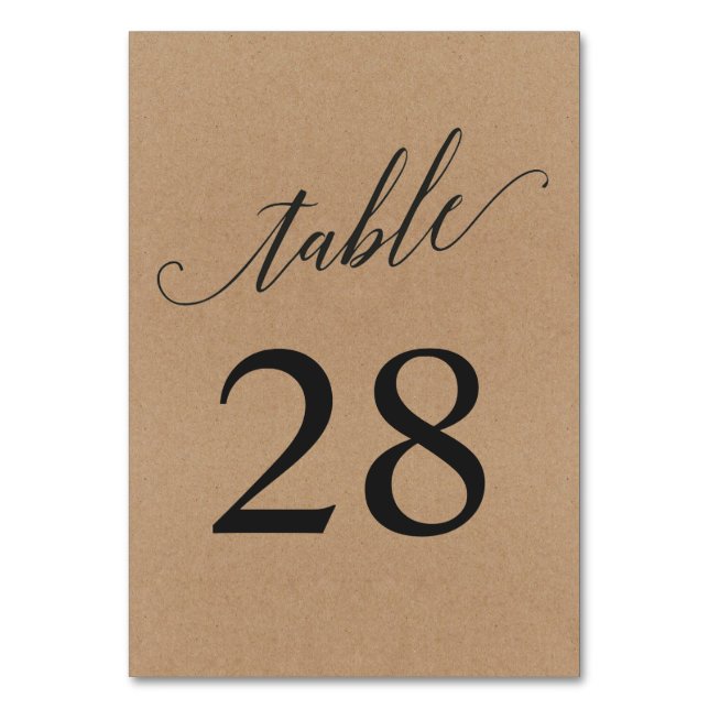 Carte Numéro de tableau | Calligraphie d'écriture  (Par défaut)