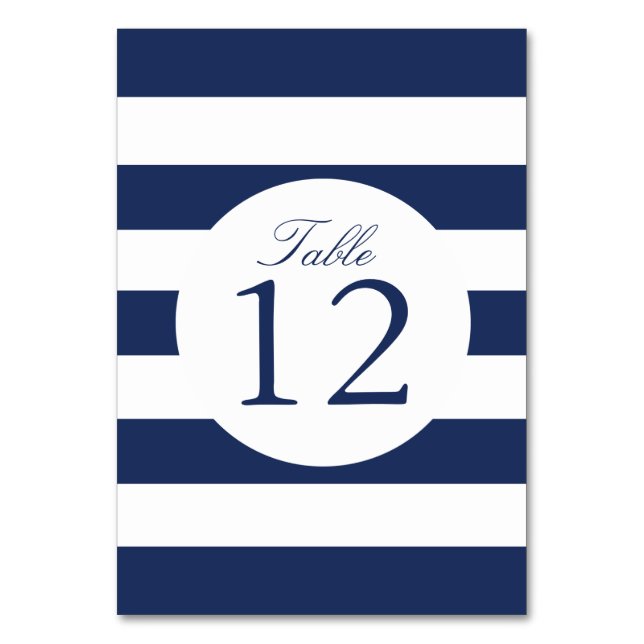 Carte Numéro de tableau Chic Navy Stripes (Par défaut)