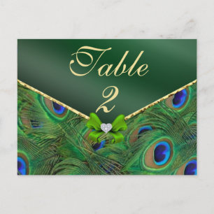Carte Numéro de tableau Emerald Green Peacock