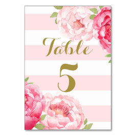 Carte Numéro de tableau Mariage rose