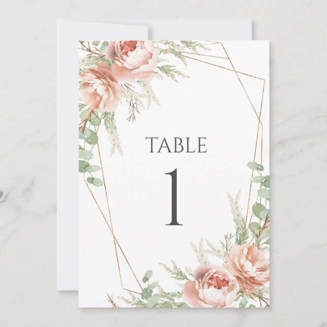 Carte Numéro de tableau Mariage Roses (Devant)