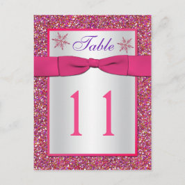 Carte Numéro de tableau Parties scintillant rose, 