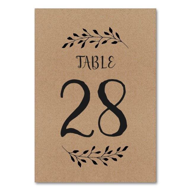 Carte Numéro de tableau | Rustique Laurel Calligra (Par défaut)