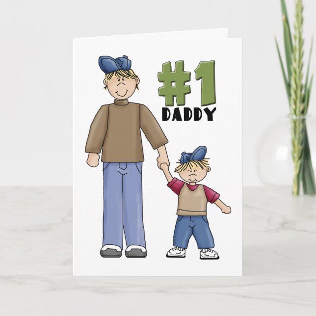 Carte Numéro un, #1 Père père et garçon enfant (Devant)