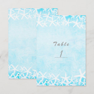 Carte numérotée de table de fête bleu aqua étoile