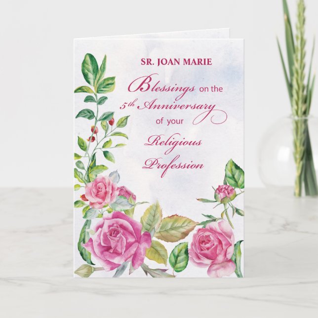 Carte Nun 5e anniversaire des Roses de la profession rel (Devant)