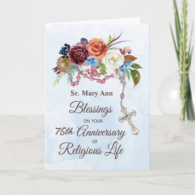 Carte Nun 75e anniversaire de la vie religieuse avec Ros (Devant)