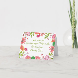 Carte Nun Jubilé religieux 10e anniversaire aquarelle