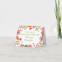 Carte Nun Jubilé religieux 30e anniversaire aquarelle