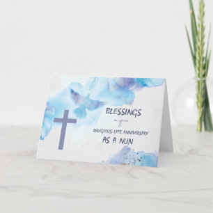 Carte Nun Religieux Anniversaire de vie Bénédiction pour