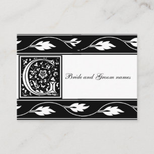 Carte nuptiale noire et blanche d'enregistrement