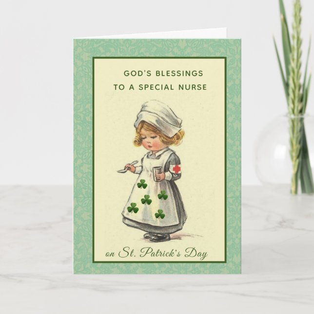 Carte Nurse Doctor St Patrick's Day Blessing Prayer (Devant)