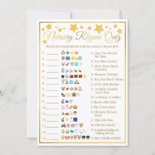 Carte Nursery Rhyme Baby shower Emoji Jeu Gold Star