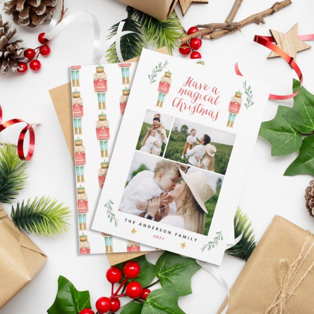 Carte Nutcracker aquarelle botanique 3 photo Noël (Créateur téléchargé)