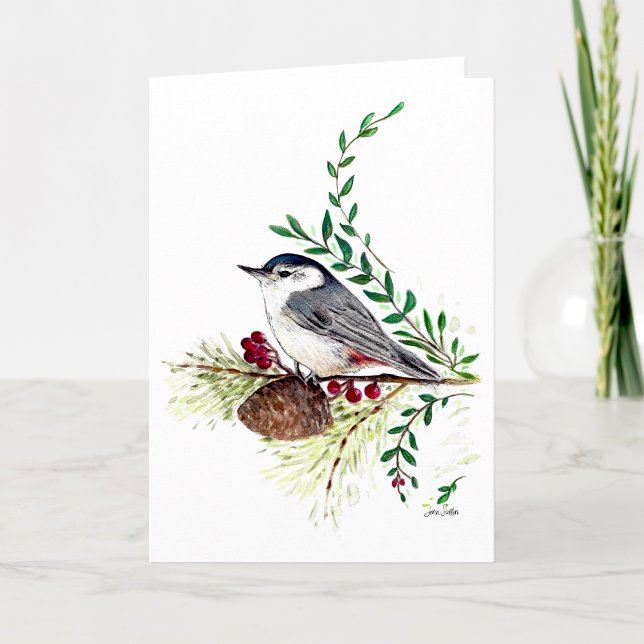 Carte Nuthatch Bird (Beautiful Nuthatch Songbird Art from Jenn's Emporium.)