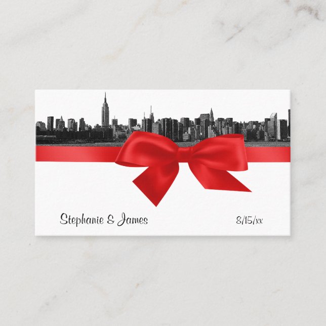 Carte NYC Large Skyline BW Red Place Etted Cartes  (Devant)