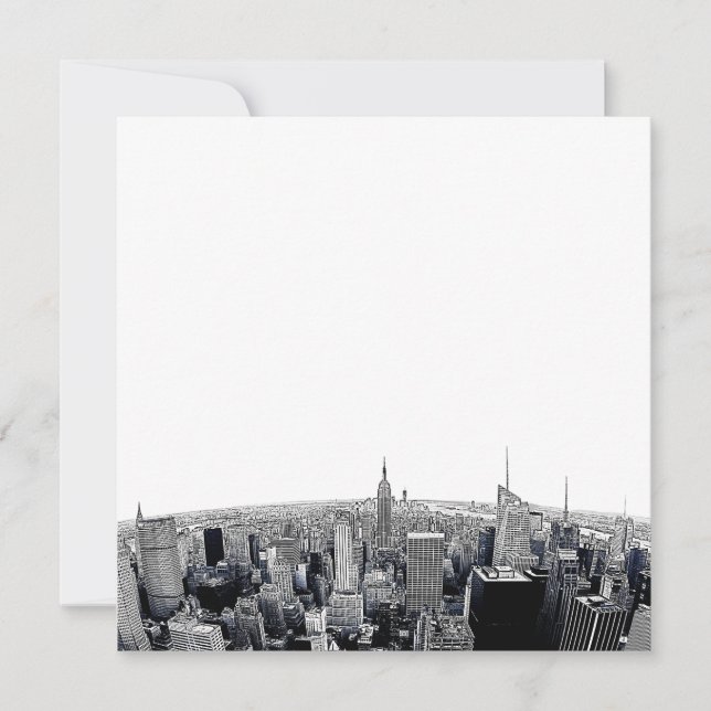 Carte NYC Skyline Etched Fisheye View (Devant)