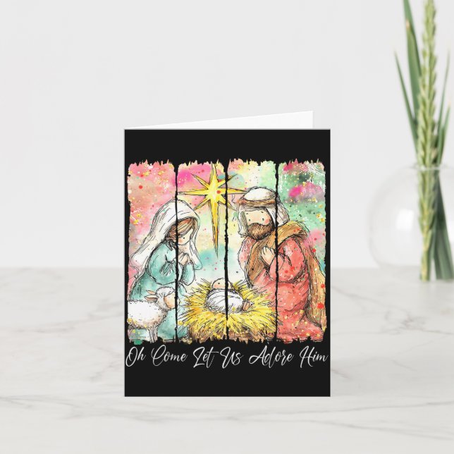 Carte O Come Let Us Adore Him Jesus Christian Christmas  (Devant)
