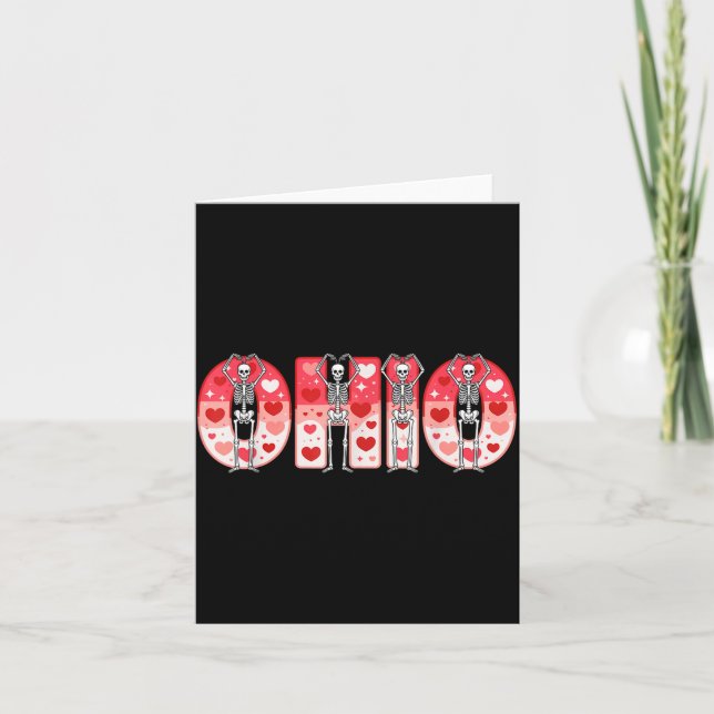 Carte O-h-i-o Funny Skeletons Ohio In Midwestern Valenti (Devant)