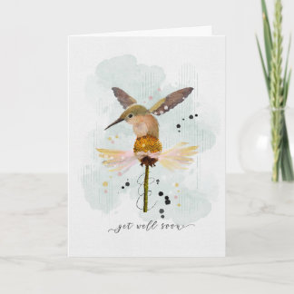 Carte Obtenez bien aquarelle Sketchy Doodle Hummingbird 