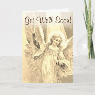Carte Obtenez bien bientôt - Angel Gardien en or