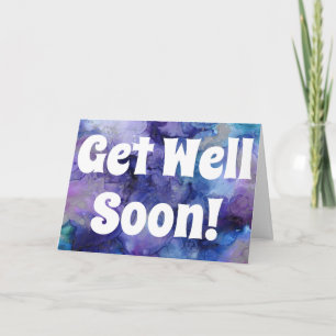 Carte Obtenez bien Bientôt Aquarelle bleu violet Personn