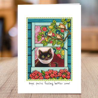 Carte Obtenez Bien Bientôt Cute Chat personnalisé plié