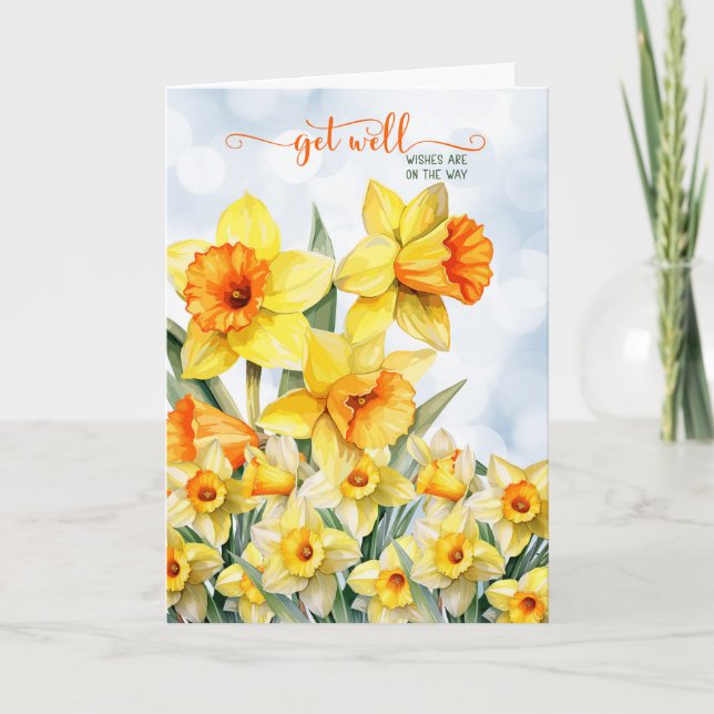 Carte Obtenez bien Jardin Daffodique avec Blue Sky Bokeh (Devant)