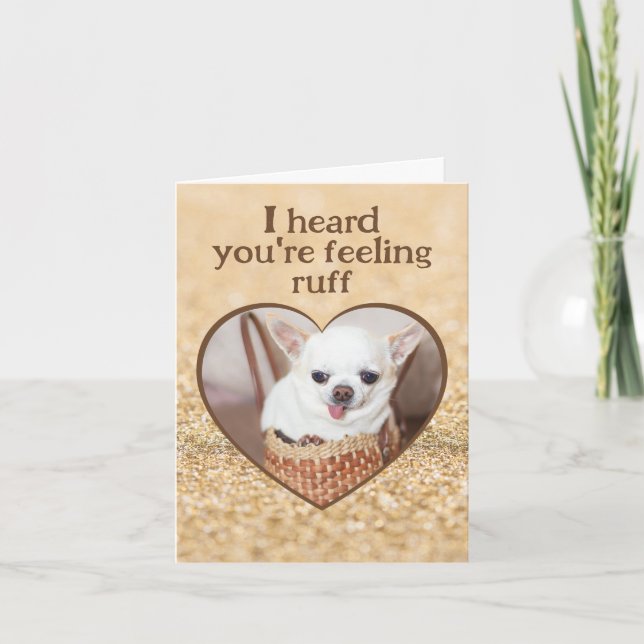 Carte Obtenez bien mignon chien chihuahua coeur pétille (Devant)