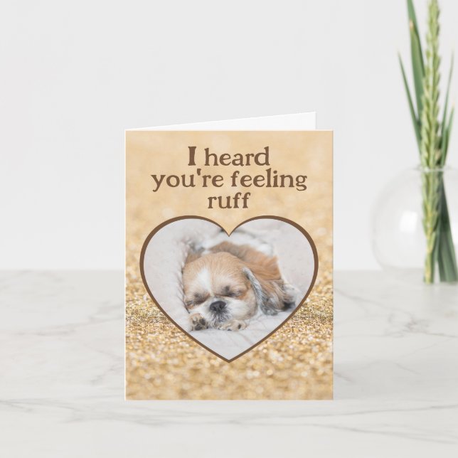 Carte Obtenez bien mignon chien shihtzu sommeil coeur pé (Devant)