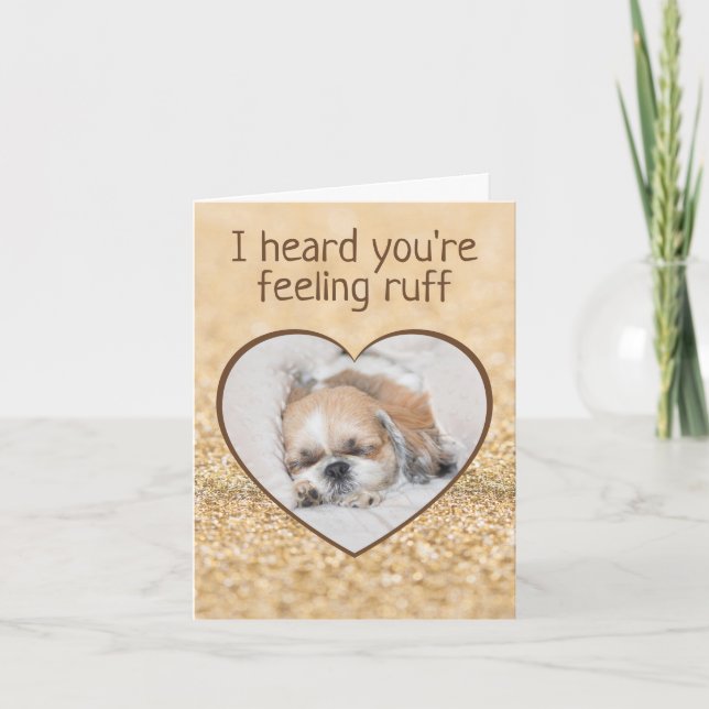 Carte Obtenez bien mignon chien shihtzu sommeil coeur pé (Devant)