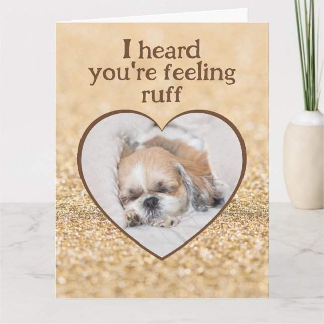 Carte Obtenez bien mignon chien shihtzu sommeil coeur pé (Devant)