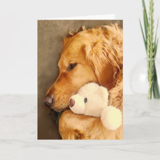 Carte Obtenez Bien Mignonne Sad Golden Retriever Chien A