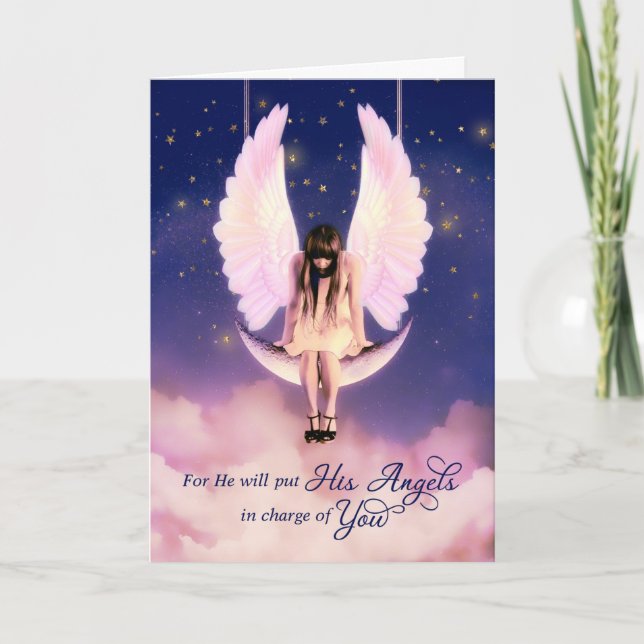 Carte Obtenez bien Psaumes 91:11 Écriture Angel (Devant)