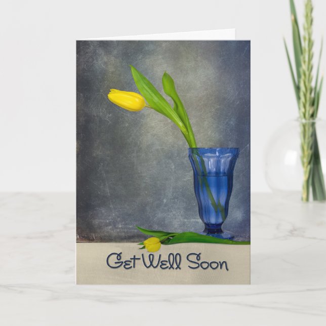 Carte Obtenez la tulipe bientôt jaune bonne en verre (Devant)