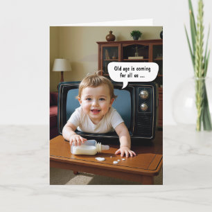 Carte Obtenir l'Anniversaire bébé ramper hors de la télé