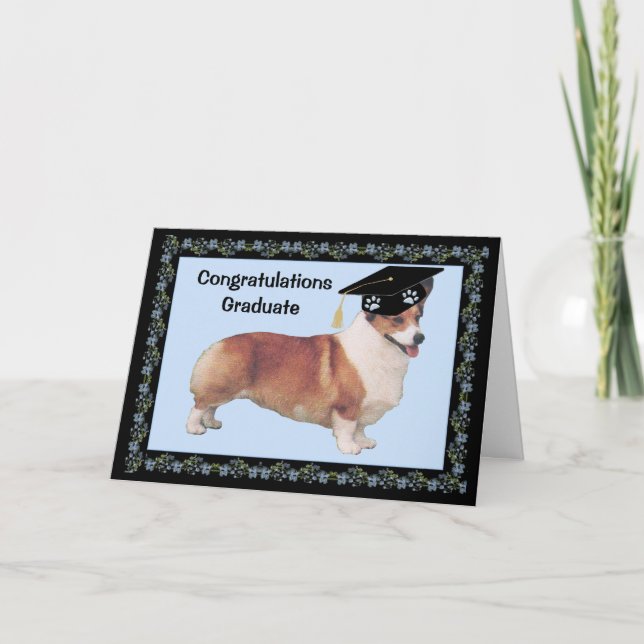 Carte Obtention du diplôme heureuse de corgi de Gallois (Devant)