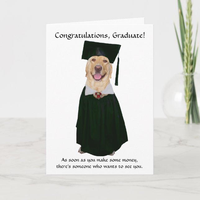 Carte Obtention du diplôme mignonne/drôle de chien (Devant)
