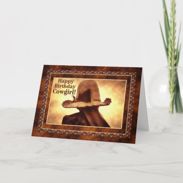 Carte Occidentale Cowgirl à thème Anniversaire (Devant)