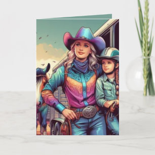 Carte Occidentale Rodeo Cowgirls Personnalisé Anniversai