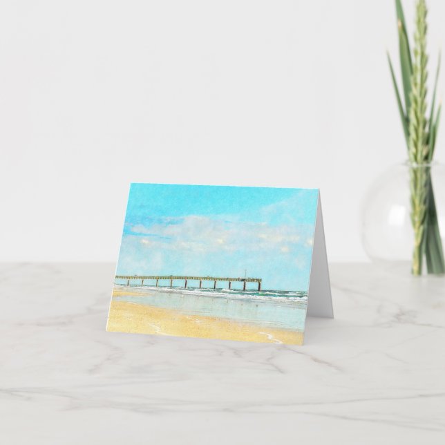 Carte Ocean Beach et Fishing Pier Watercolor (Devant)