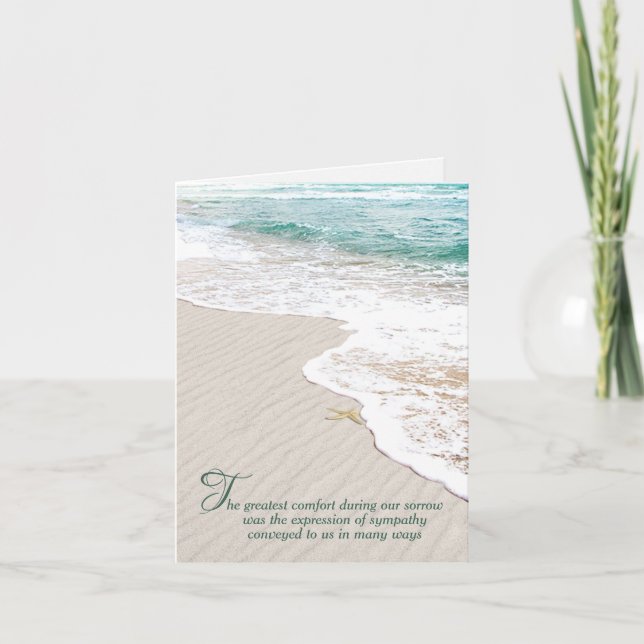 Carte Ocean Beach et Starfish Sympathy Merci (Devant)