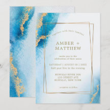Ocean Blue Gold Parties scintillant Agate Mariage 