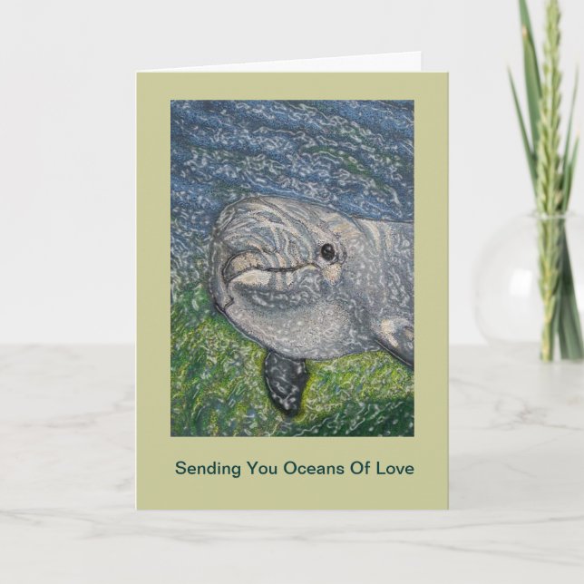 Carte Océan d'amour Anniversaire : Dauphin sous l'eau (Devant)