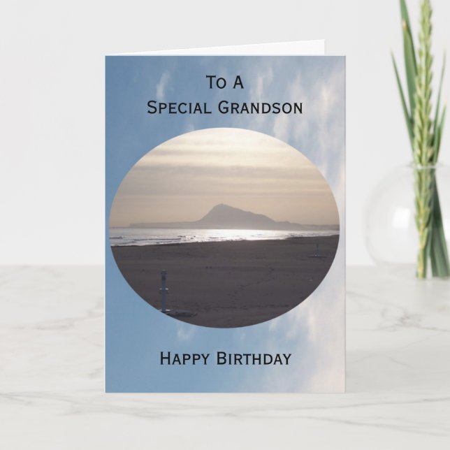 Carte Ocean Sunrise Personnalisé Grand-fils Anniversaire (Devant)